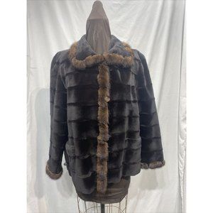 Brown Sheared Mink Jacket With Long Hairmink Edgin